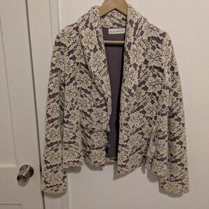 Anthropologie Charlie & Robin Ivory Lace Sweater Blazer